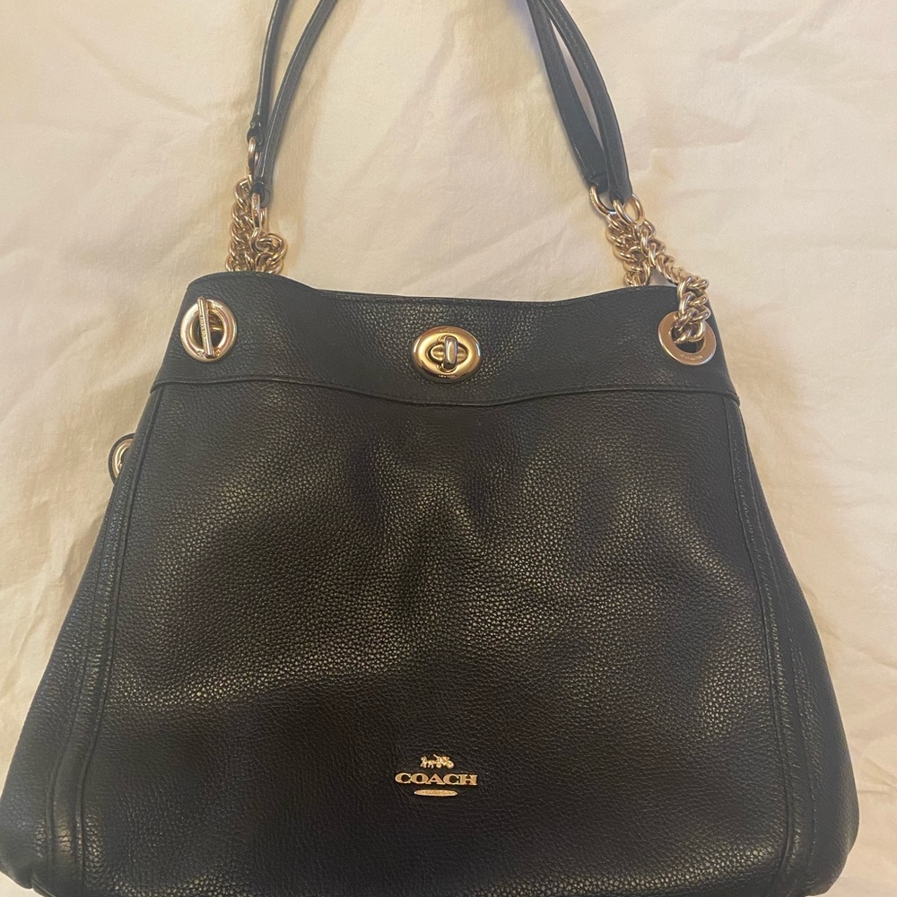 Black Leather Coach Handbag